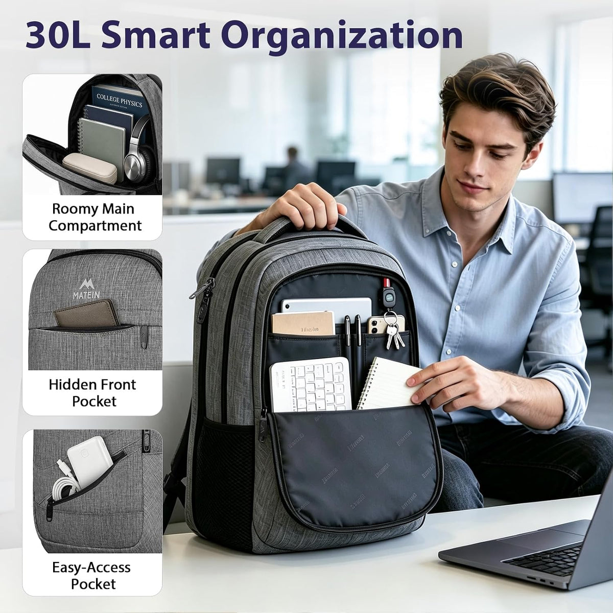 MATEIN Travel Laptop Backpack, 17 Inch TSA Approved Carry On Work Bag