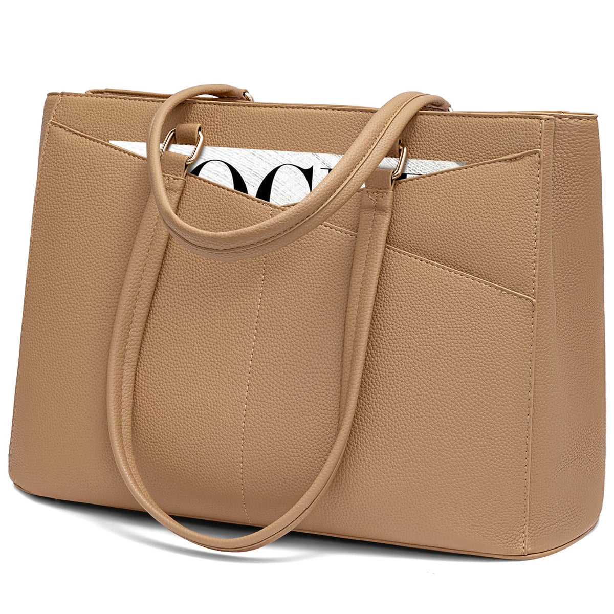 LOVEVOOK Laptop Tote Bag for Women 15.6 Inch Waterproof Leather Computer Bags Business Office Work Briefcase Black