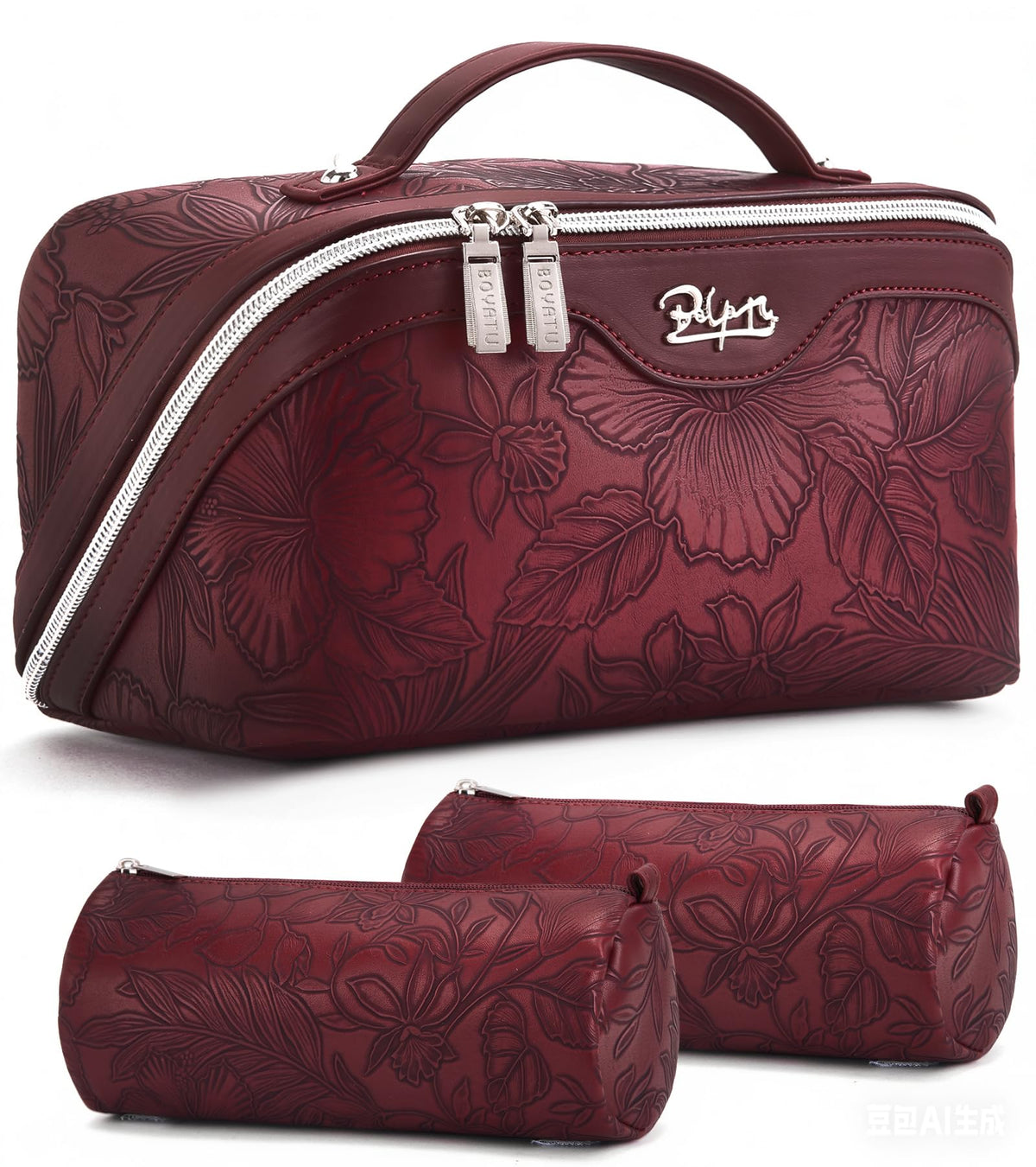BOYATU Travel Makeup Bags Cosmetic Organizer Bag: Floral Make up Bag