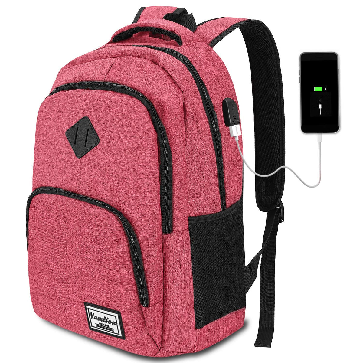 YAMTION Backpack for Men and Women,School Backpack for Teenager,15.6 inch Laptop Bookbag with USB Charging port for Business Work College Travel Trip
