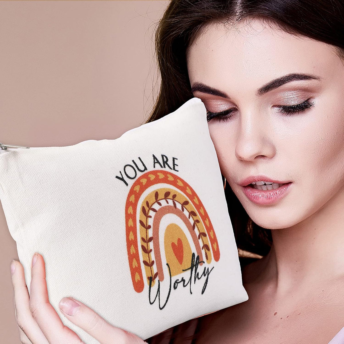 Coume 10 Pcs Canvas Makeup Bags Bulk, Inspirational Quotes