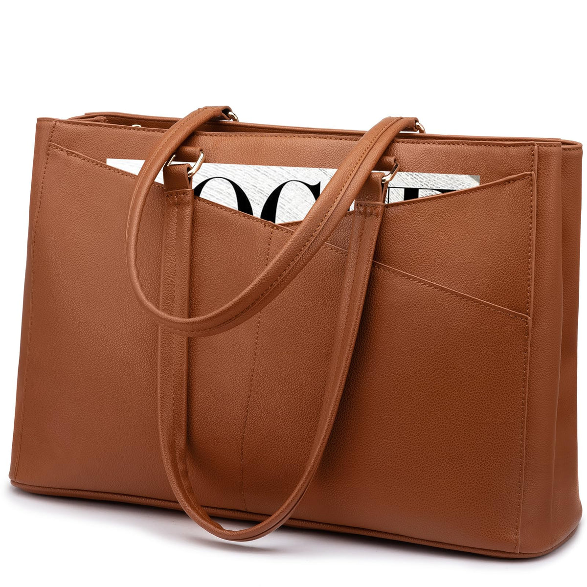 LOVEVOOK Laptop Tote Bag for Women 15.6 Inch Waterproof Leather Computer Bags Business Office Work Briefcase Black