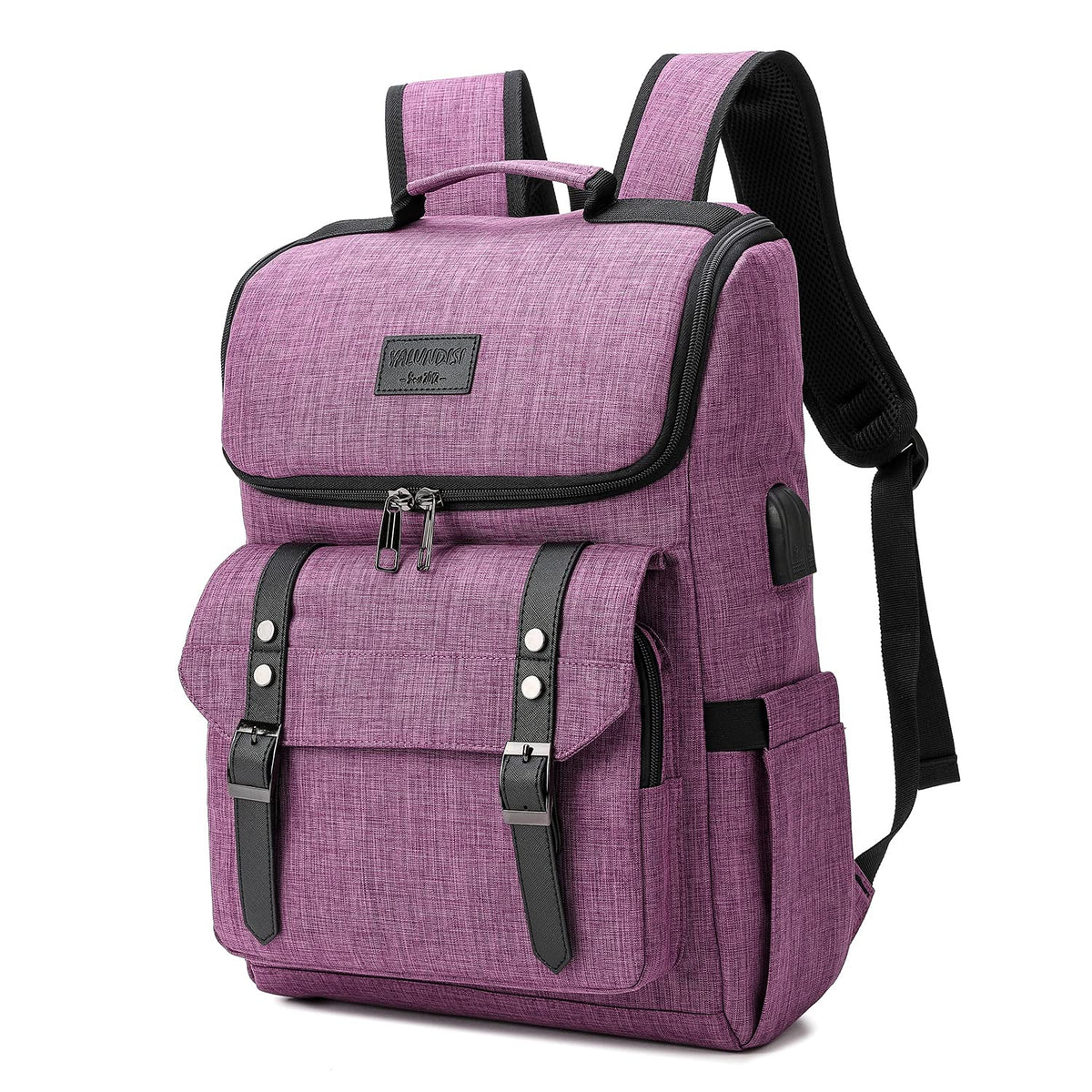 YALUNDISI Vintage Backpack Travel Laptop Backpack with usb Charging Port for Women & Men College Backpack Fits 15.6 Inch Laptop Black