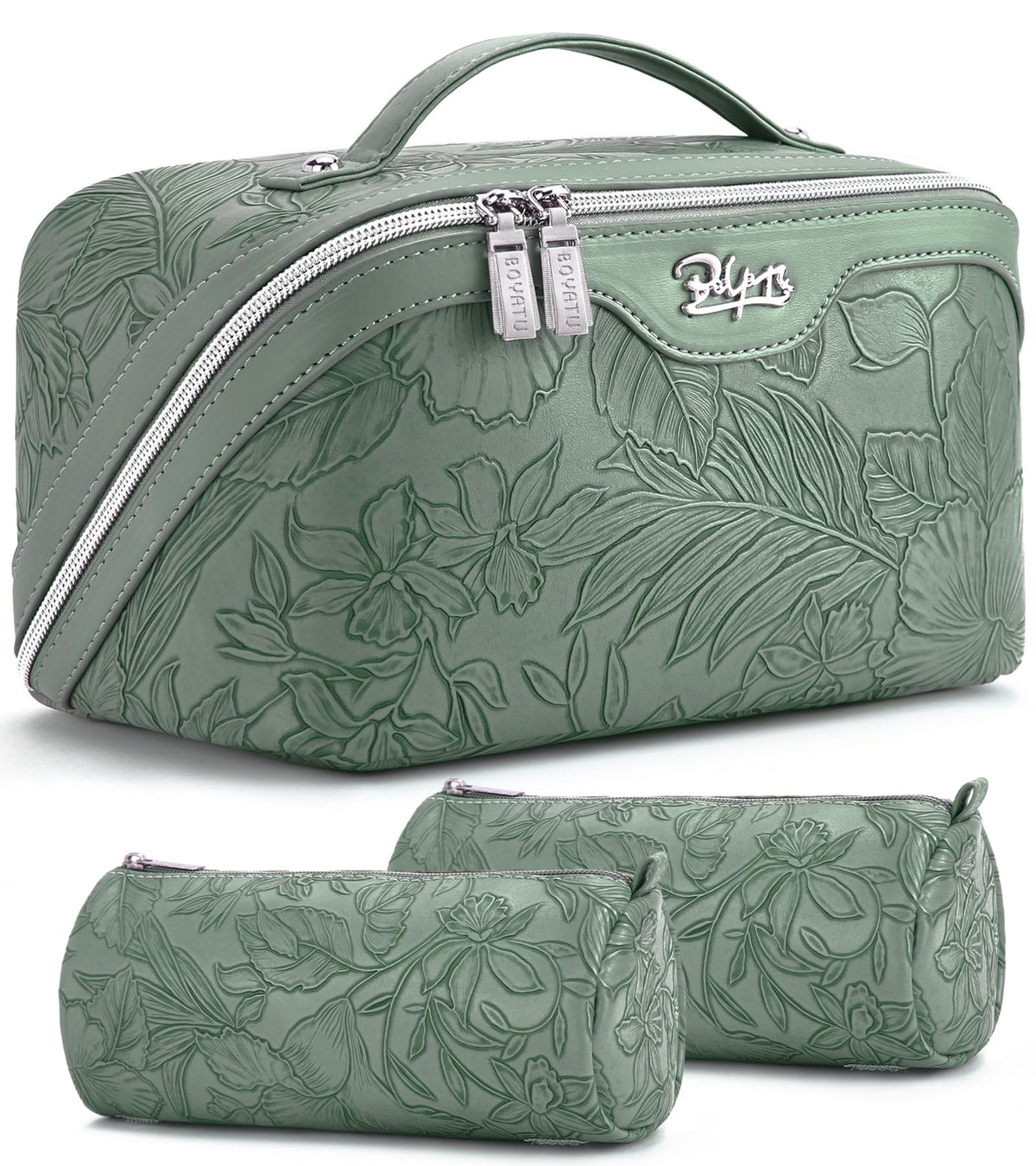 BOYATU Travel Makeup Bags Cosmetic Organizer Bag: Floral Make up Bag