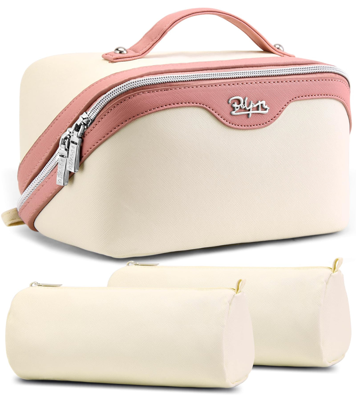 BOYATU Travel Makeup Bag Organizer: 3 Pcs Large Cosmetic Bags Set for Women