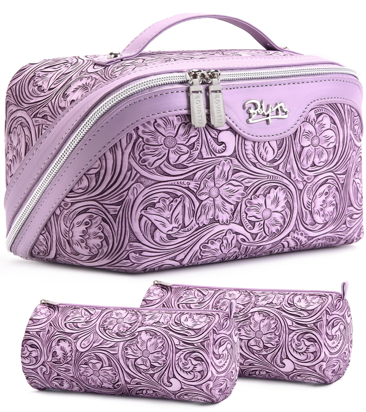 BOYATU Travel Makeup Bags Cosmetic Organizer Bag: Floral Make up Bag