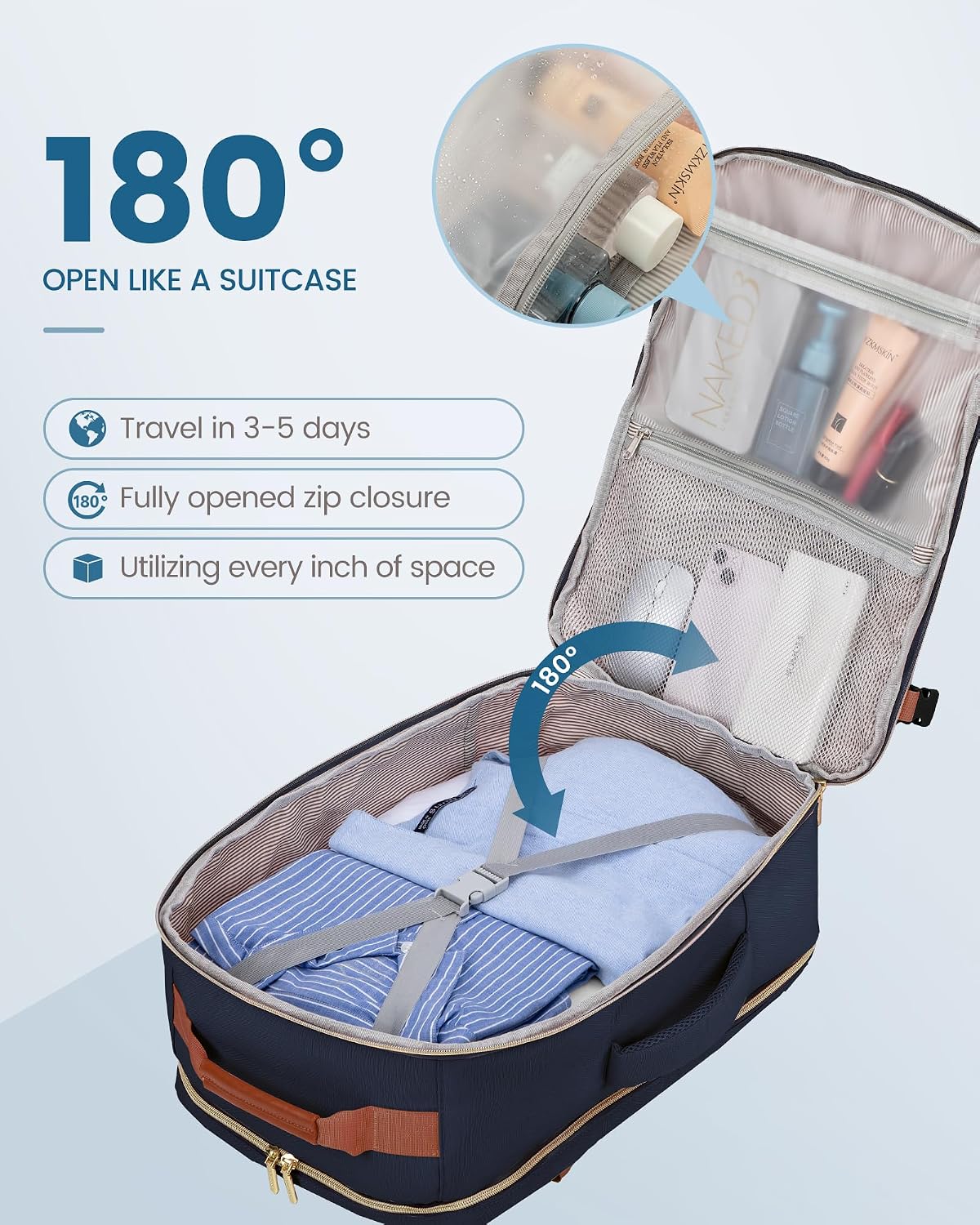 LOVEVOOK 40L Travel Backpack Flight Approved Carry on Backpack,3 Packing Cubes,Waterproof Personal Item Travel Bag,TSA Carry on Luggage Suitcase Travel Essentials,Gifts for Women & Men,fits 17" Laptop