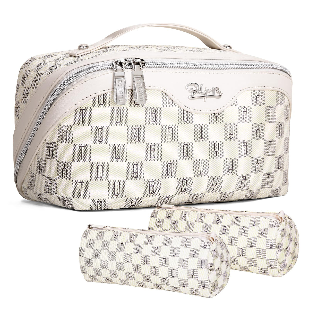 BOYATU Travel Makeup Bag Organizer: 3 Pcs Large Cosmetic Bags Set for Women