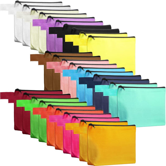 Saintrygo 30 Pcs Canvas Makeup Bags Bulk,9.8 X 5 X 2 Inch,Classic