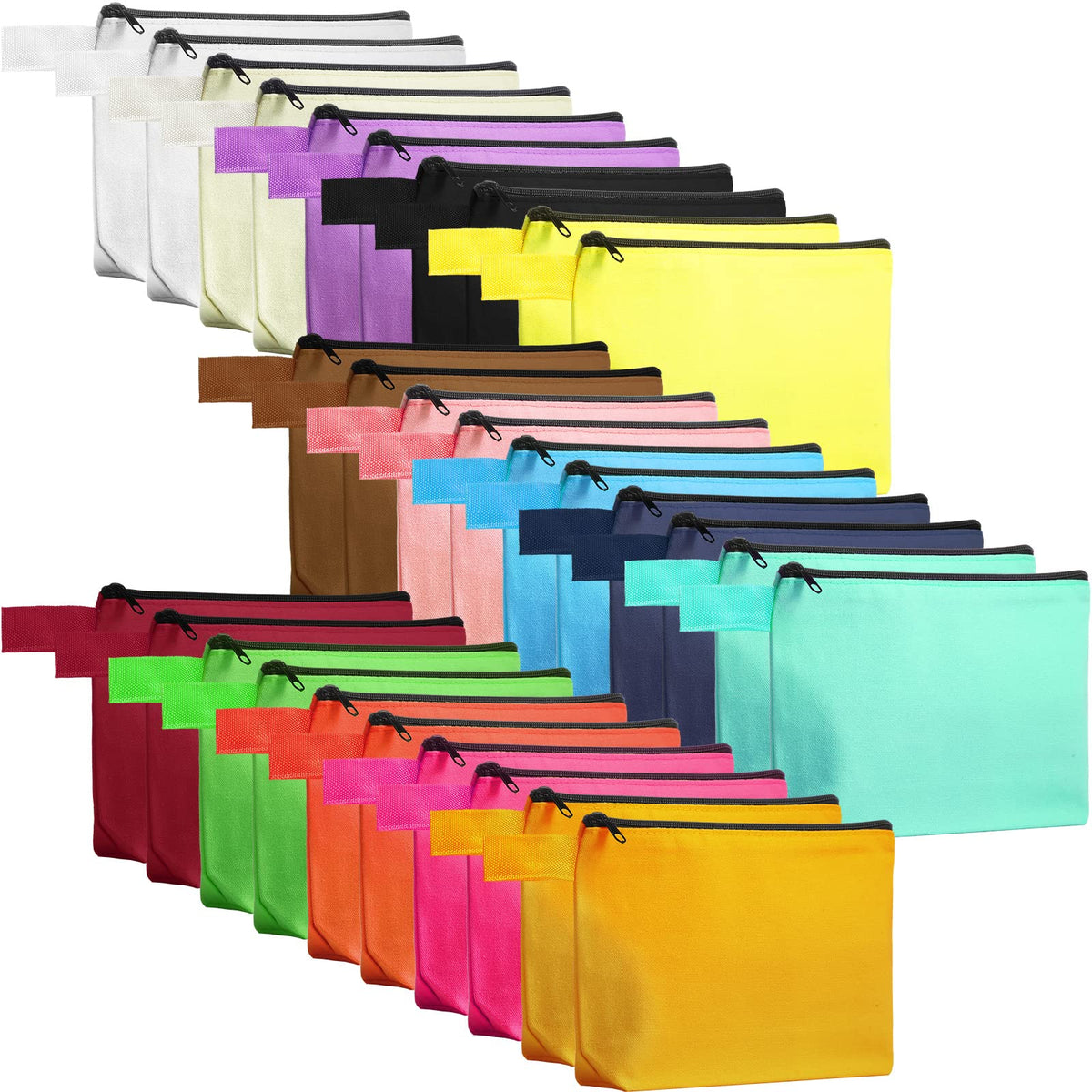 Saintrygo 30 Pcs Canvas Makeup Bags Bulk,9.8 X 5 X 2 Inch,Classic