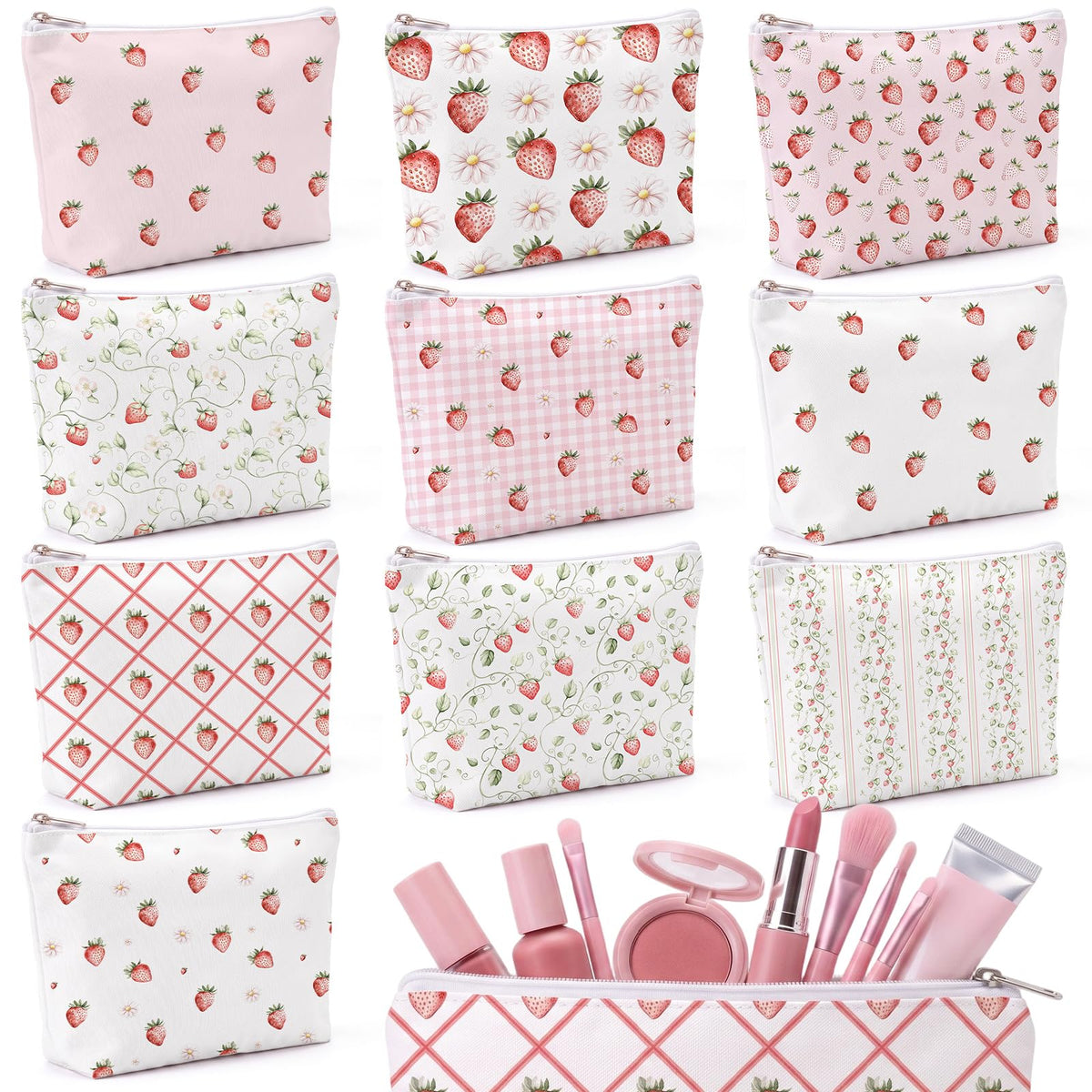 Coume 10 Pcs Canvas Makeup Bags Bulk, Inspirational Quotes
