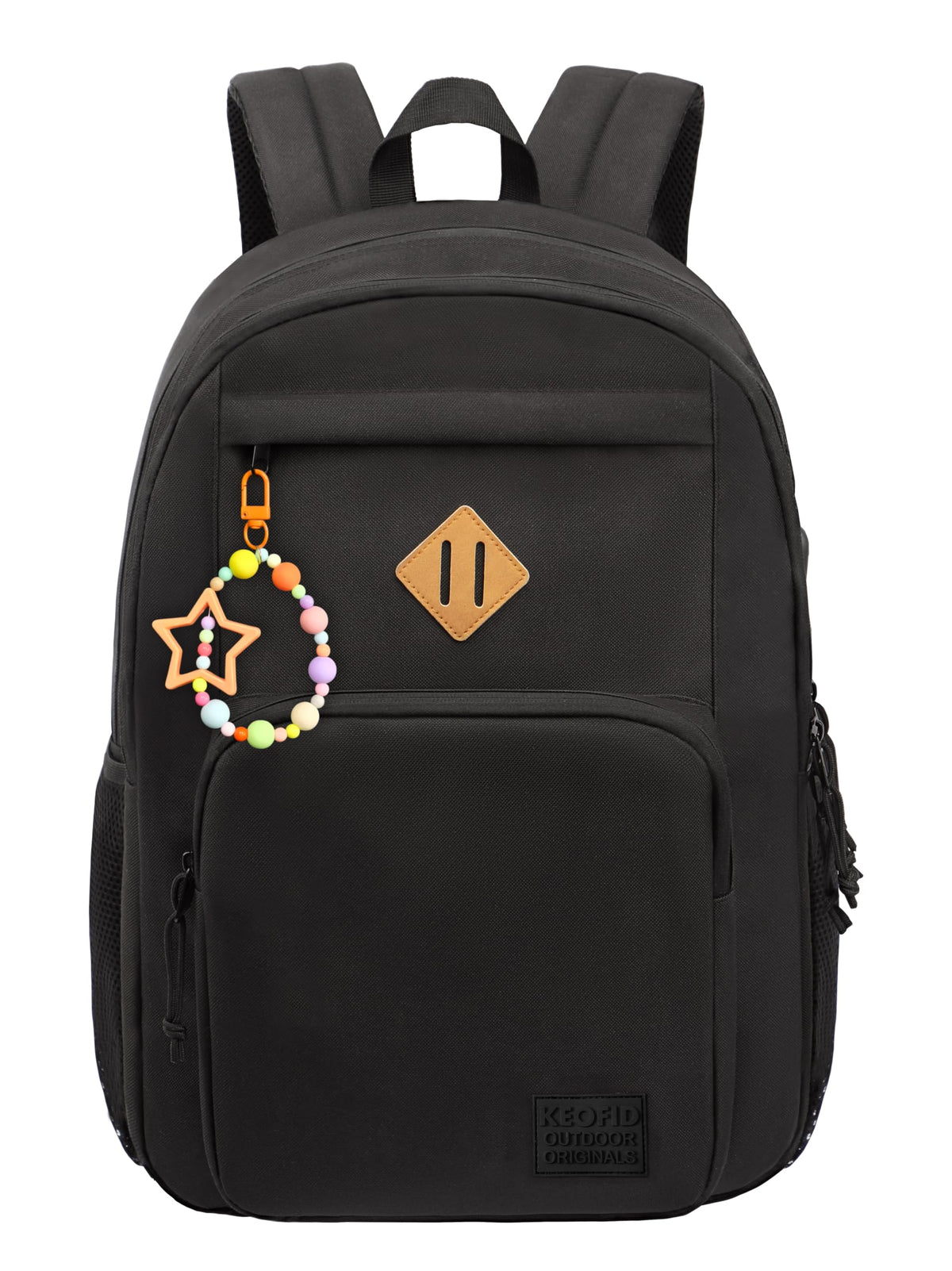 KEOFID Travel backpack for Men and Women, Anti Theft Laptop Backpack with USB Charging Port for Work, Large Bag for College, Carry-on Backpack with Luggage Strap, Water Resistent(Black)