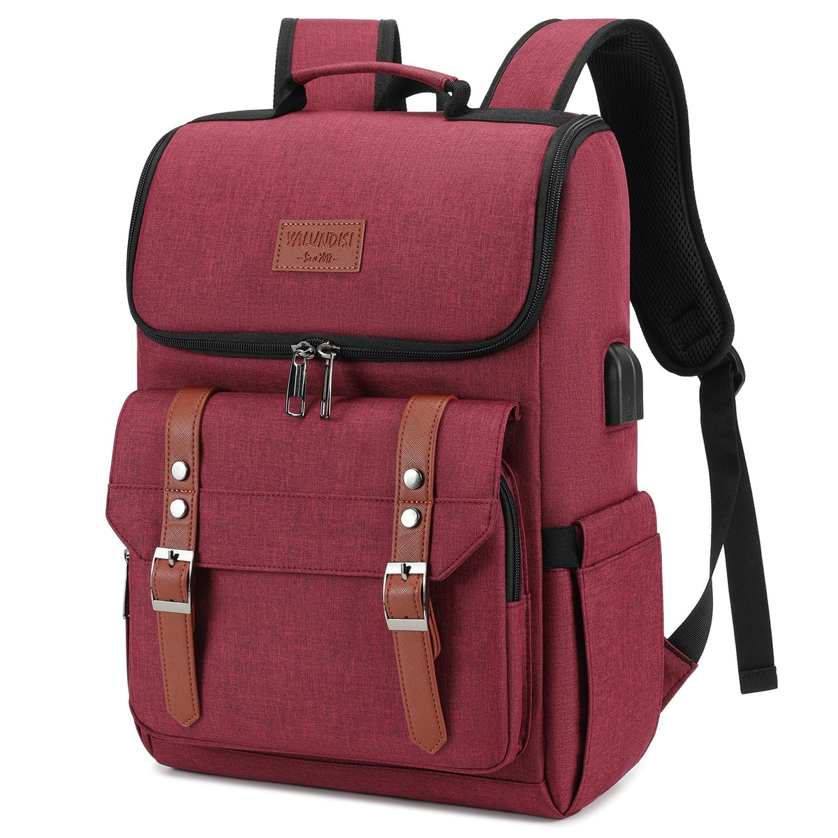 YALUNDISI Vintage Backpack Travel Laptop Backpack with usb Charging Port for Women & Men College Backpack Fits 15.6 Inch Laptop Black