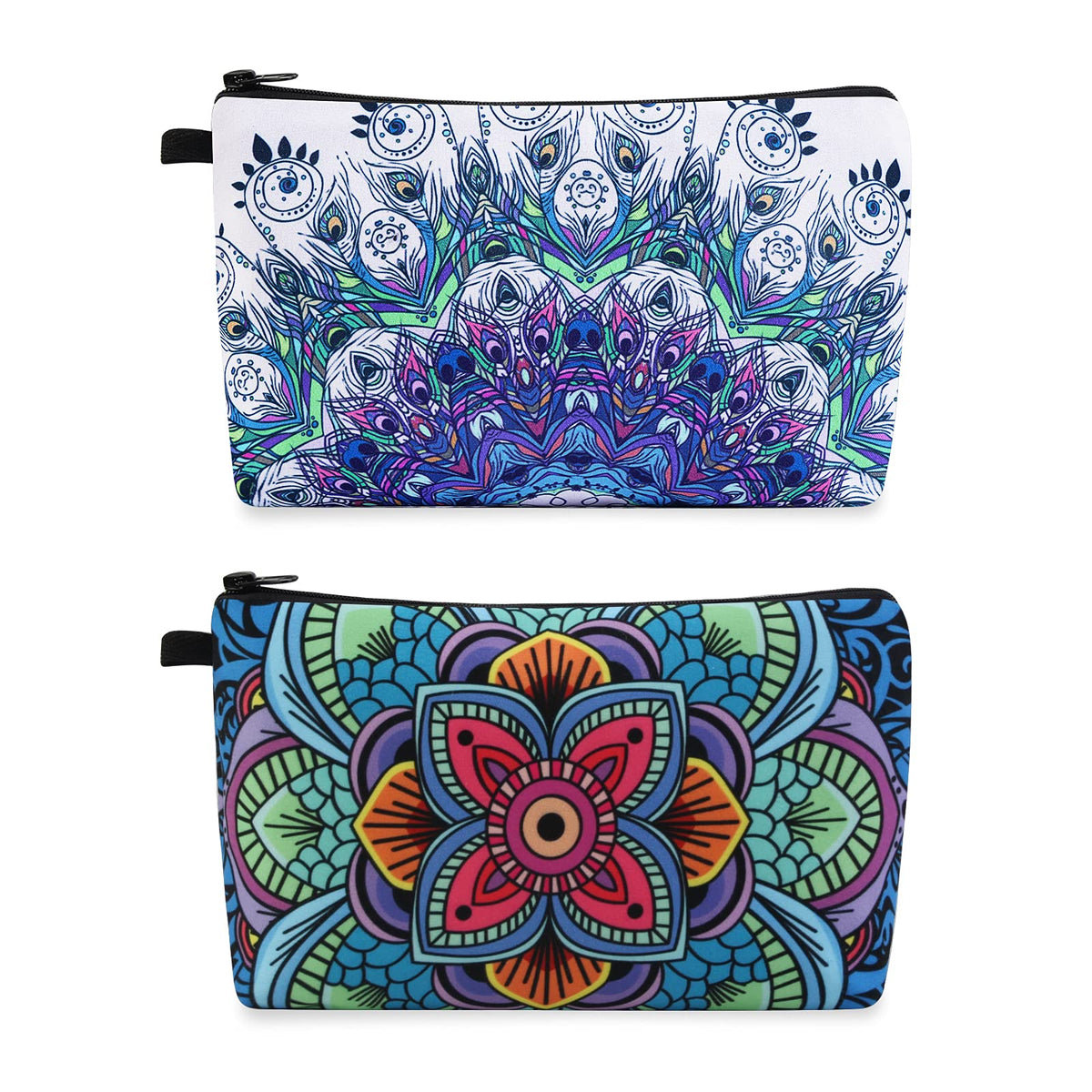 MAGEFY Makeup Bag 6 Styles Portable Travel Cosmetic Bag for Women Flower Patterns Zipper Pouch Sloth Gifts Makeup Pouch with Black Zipper (6 packs)