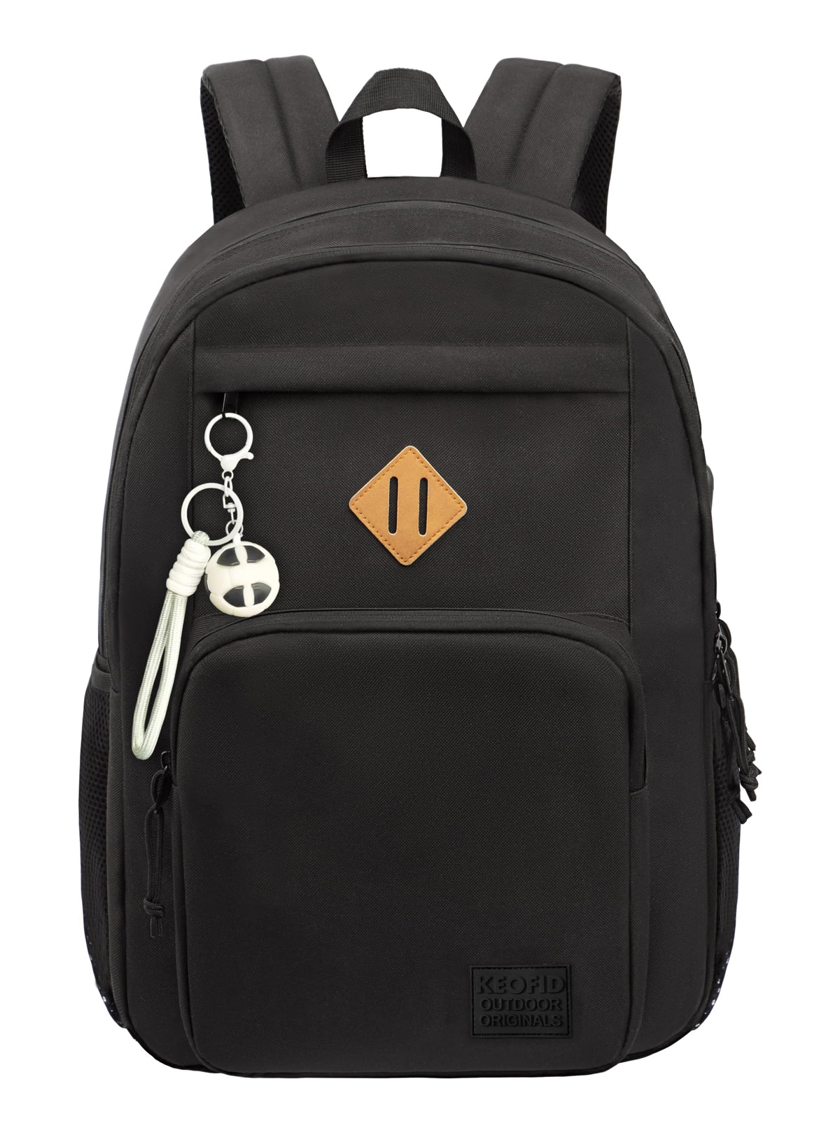 KEOFID Travel backpack for Men and Women, Anti Theft Laptop Backpack with USB Charging Port for Work, Large Bag for College, Carry-on Backpack with Luggage Strap, Water Resistent(Black)