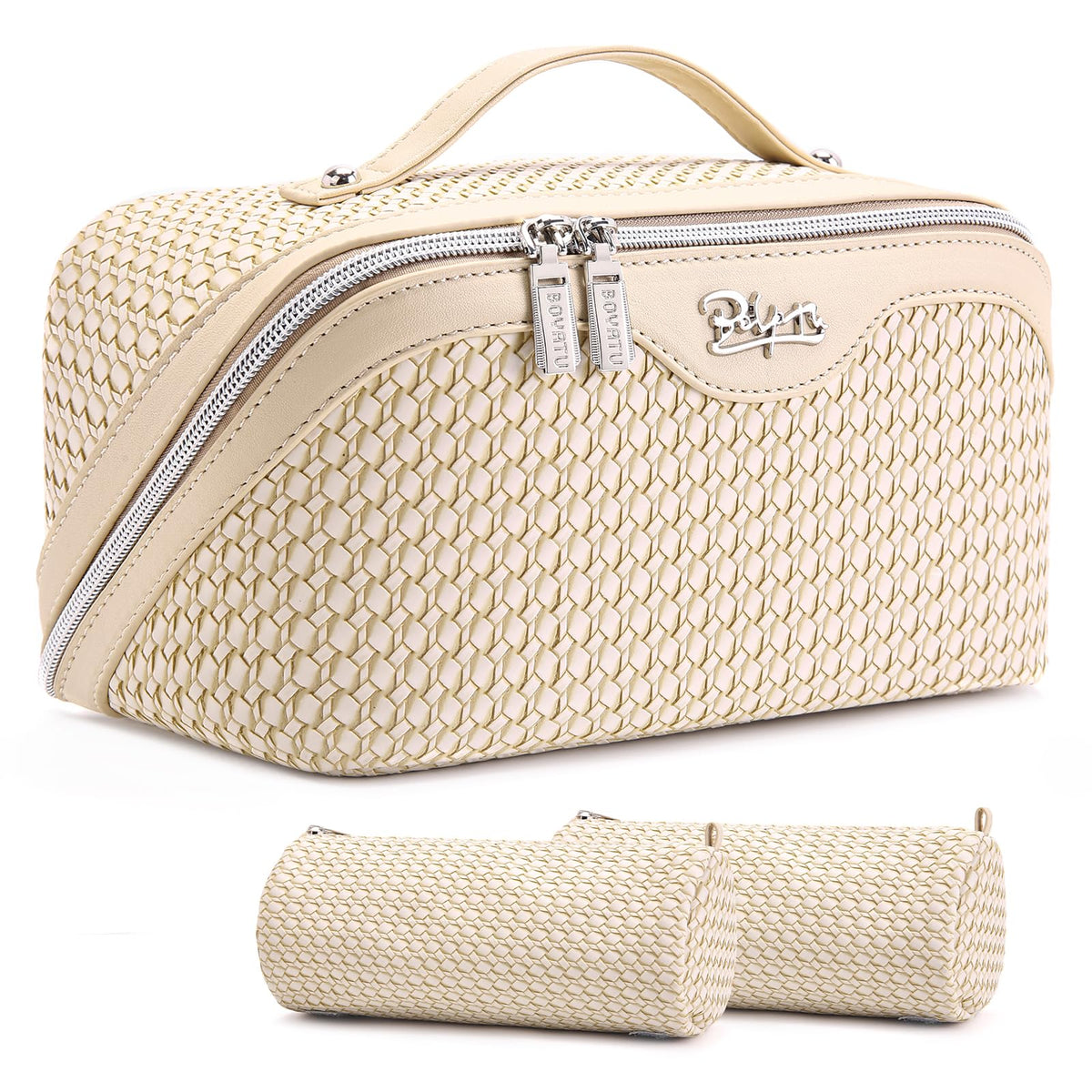 BOYATU Travel Makeup Bag Organizer: 3 Pcs Large Cosmetic Bags Set for Women