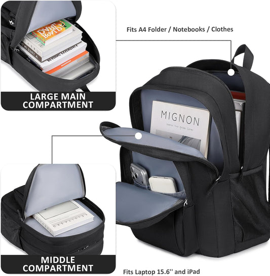 abshoo Classical Basic Womens Travel Backpack For College Men Water Resistant Bookbag (Black)