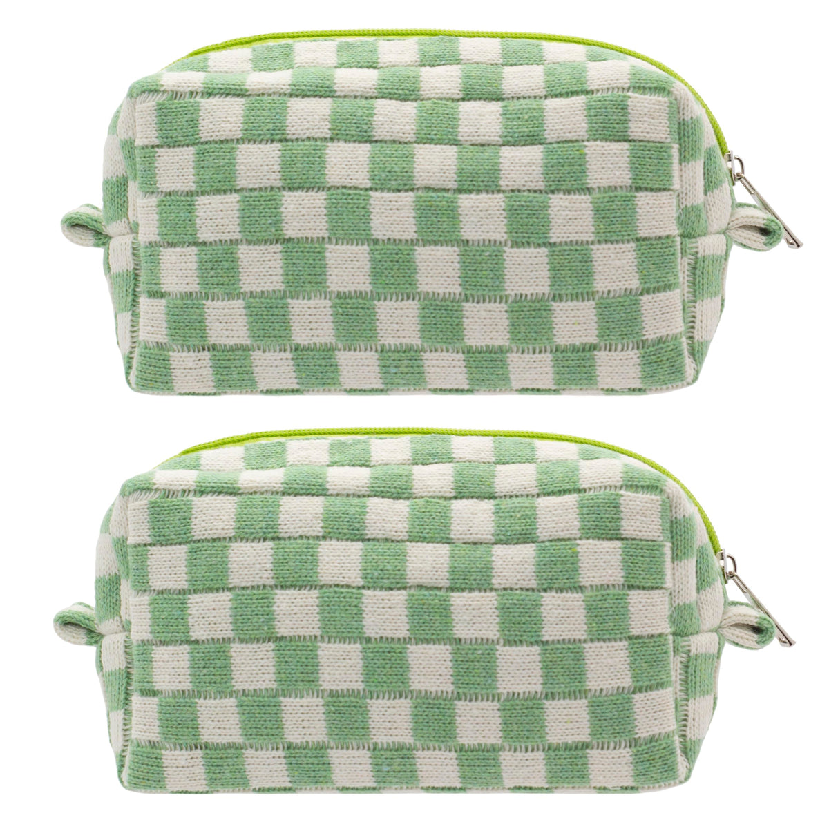 Checkered Makeup Bag for Purse, Small Travel Cosmetic Pouch,Blue,6 Pack