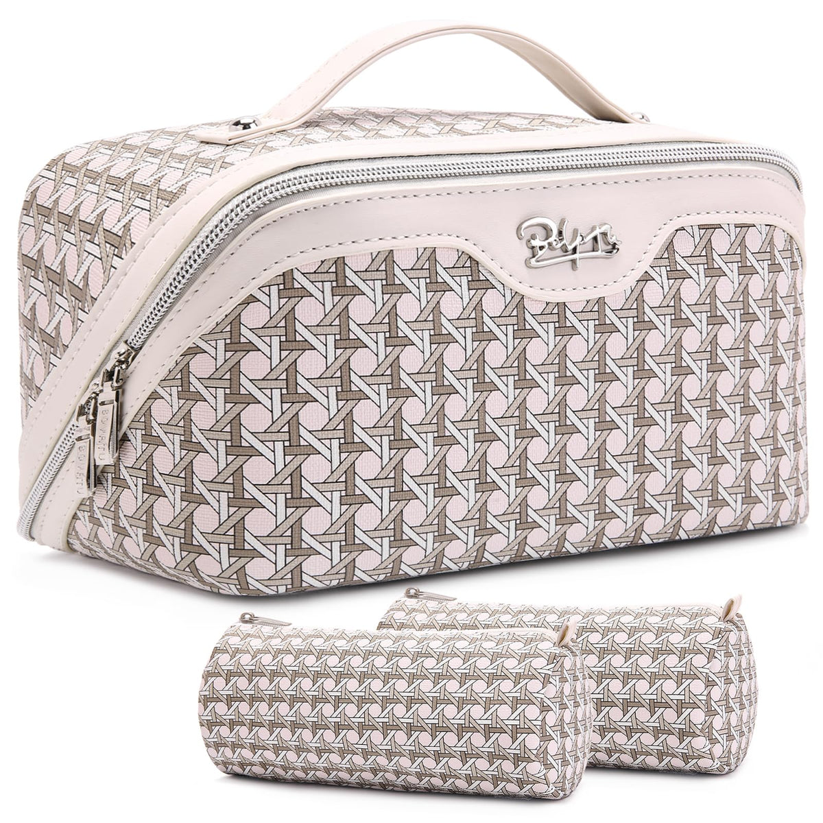 BOYATU Travel Makeup Bag Cosmetic Bags for Women: 3 Pcs Set Make up Bag