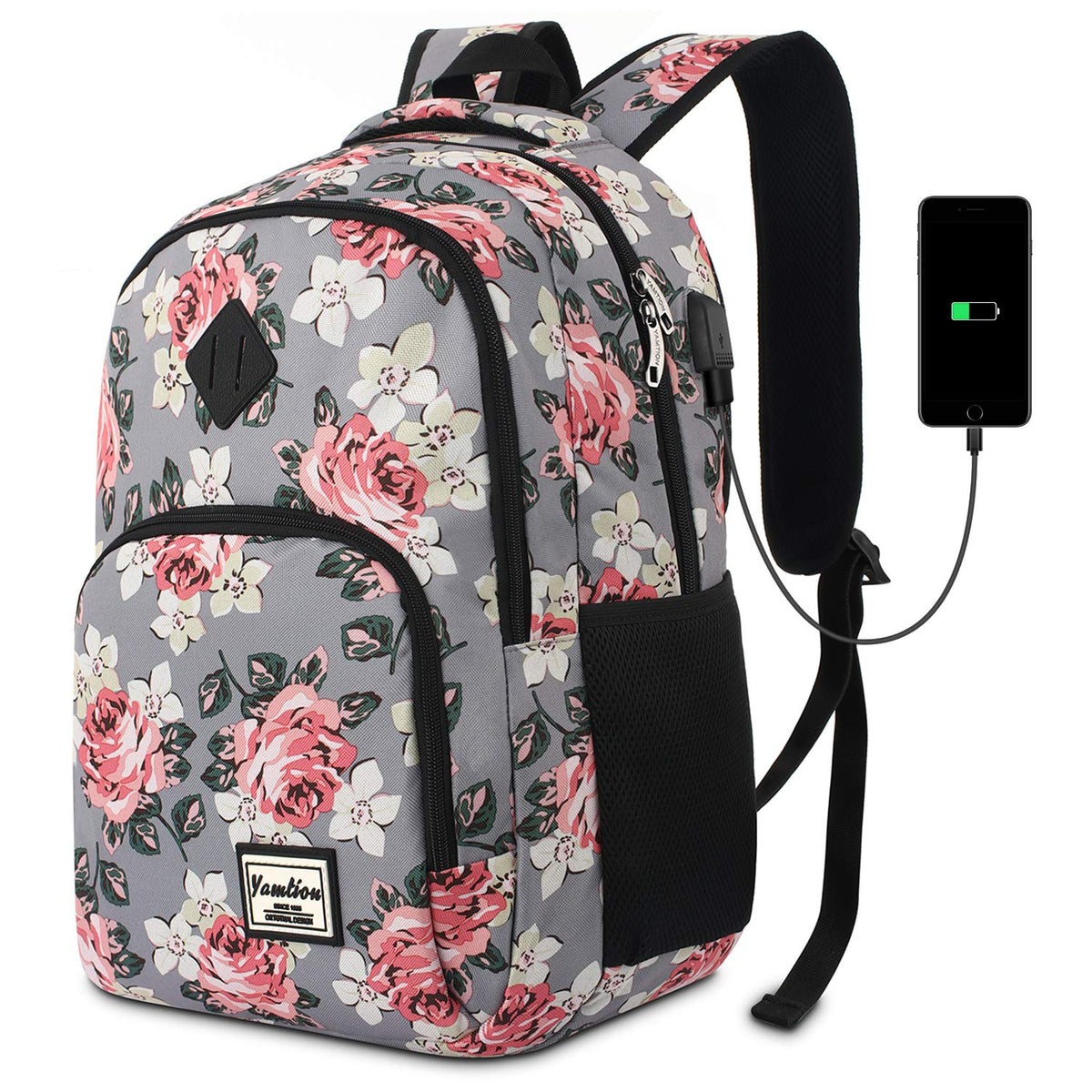 YAMTION Backpack for Men and Women,School Backpack for Teenager,15.6 inch Laptop Bookbag with USB Charging port for Business Work College Travel Trip