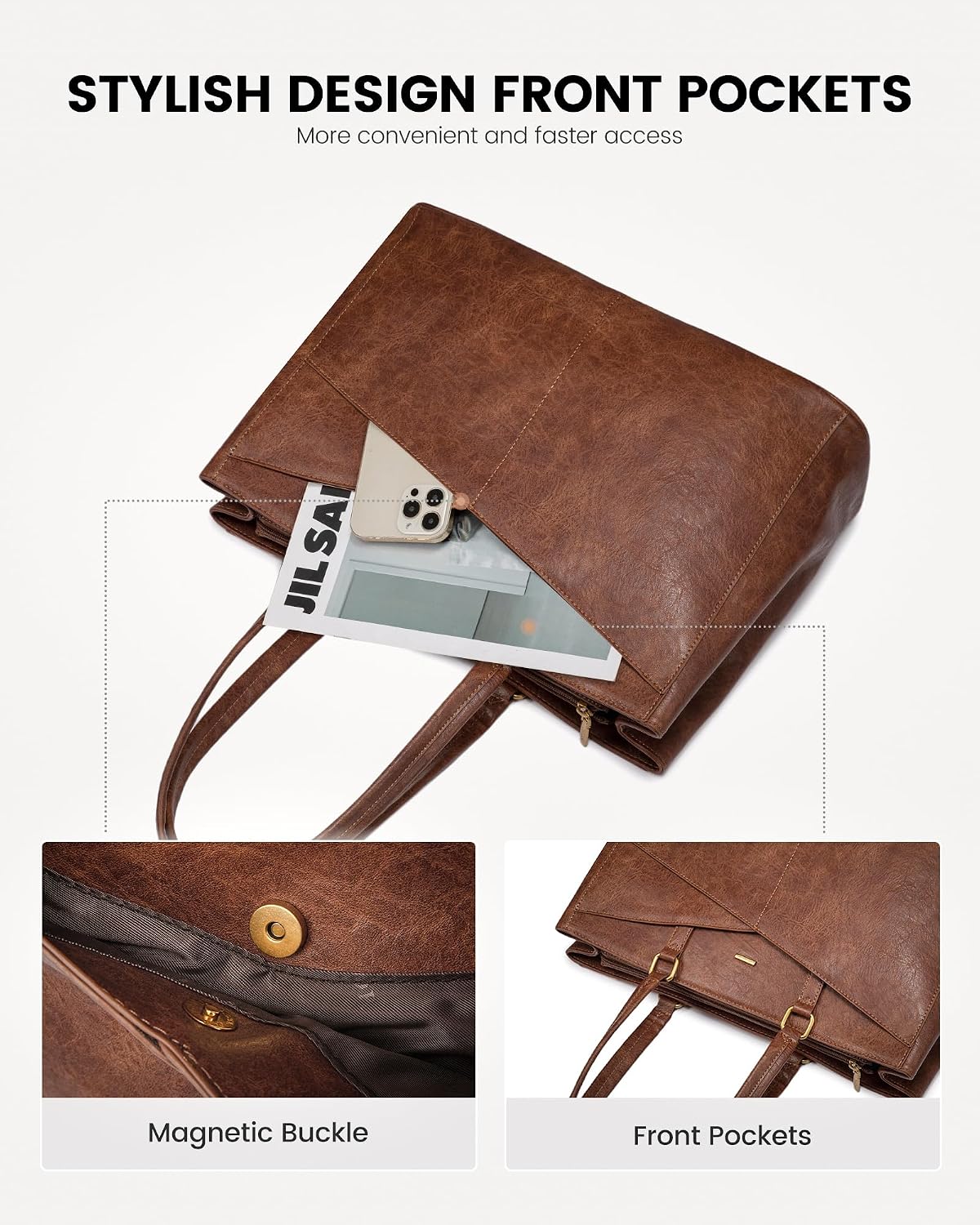LOVEVOOK Laptop Tote Bag for Women,Leather Work Computer Briefcase Bag