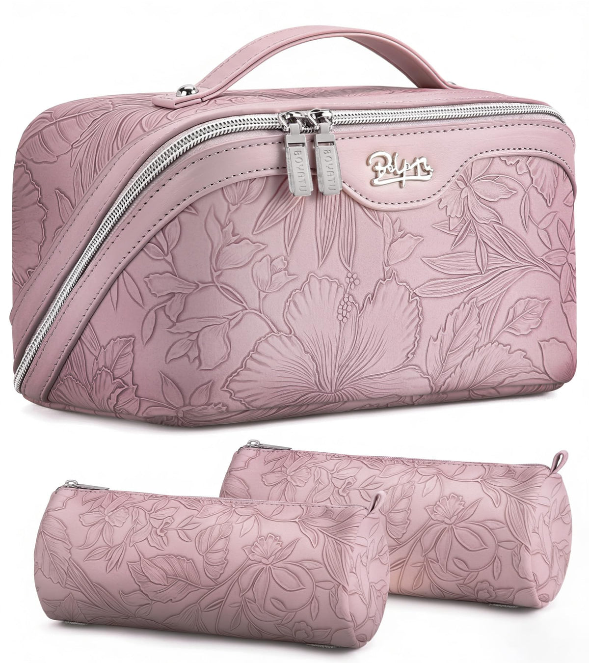 BOYATU Travel Makeup Bags Cosmetic Organizer Bag: Floral Make up Bag