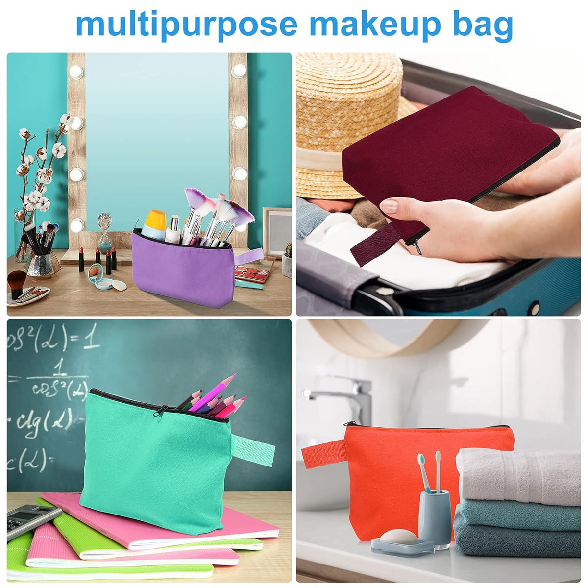 Saintrygo 30 Pcs Canvas Makeup Bags Bulk,9.8 X 5 X 2 Inch,Classic