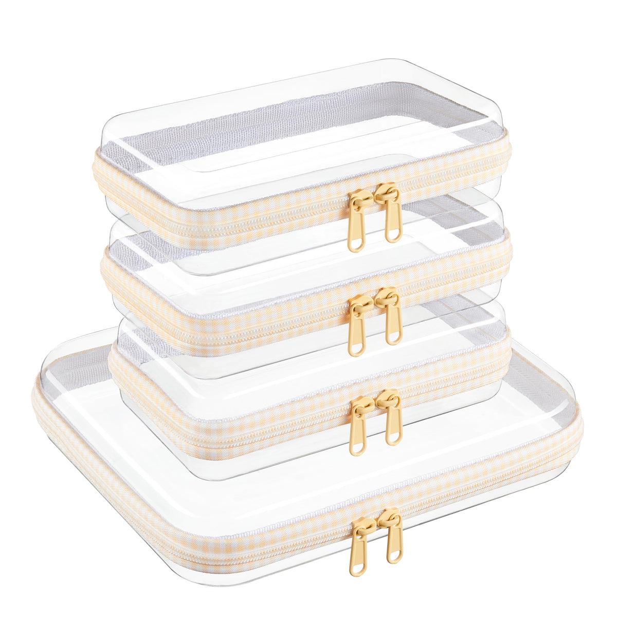 4 pcs Clear Zipper Pouches,Hard Shell Zipper Case