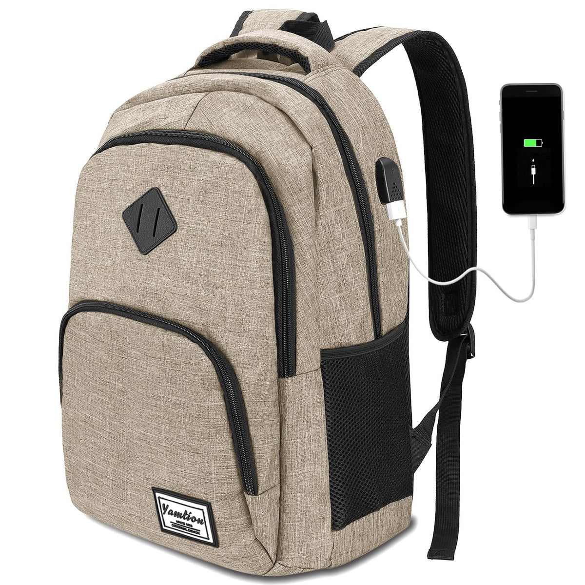 YAMTION Backpack for Men and Women,School Backpack for Teenager,15.6 inch Laptop Bookbag with USB Charging port for Business Work College Travel Trip