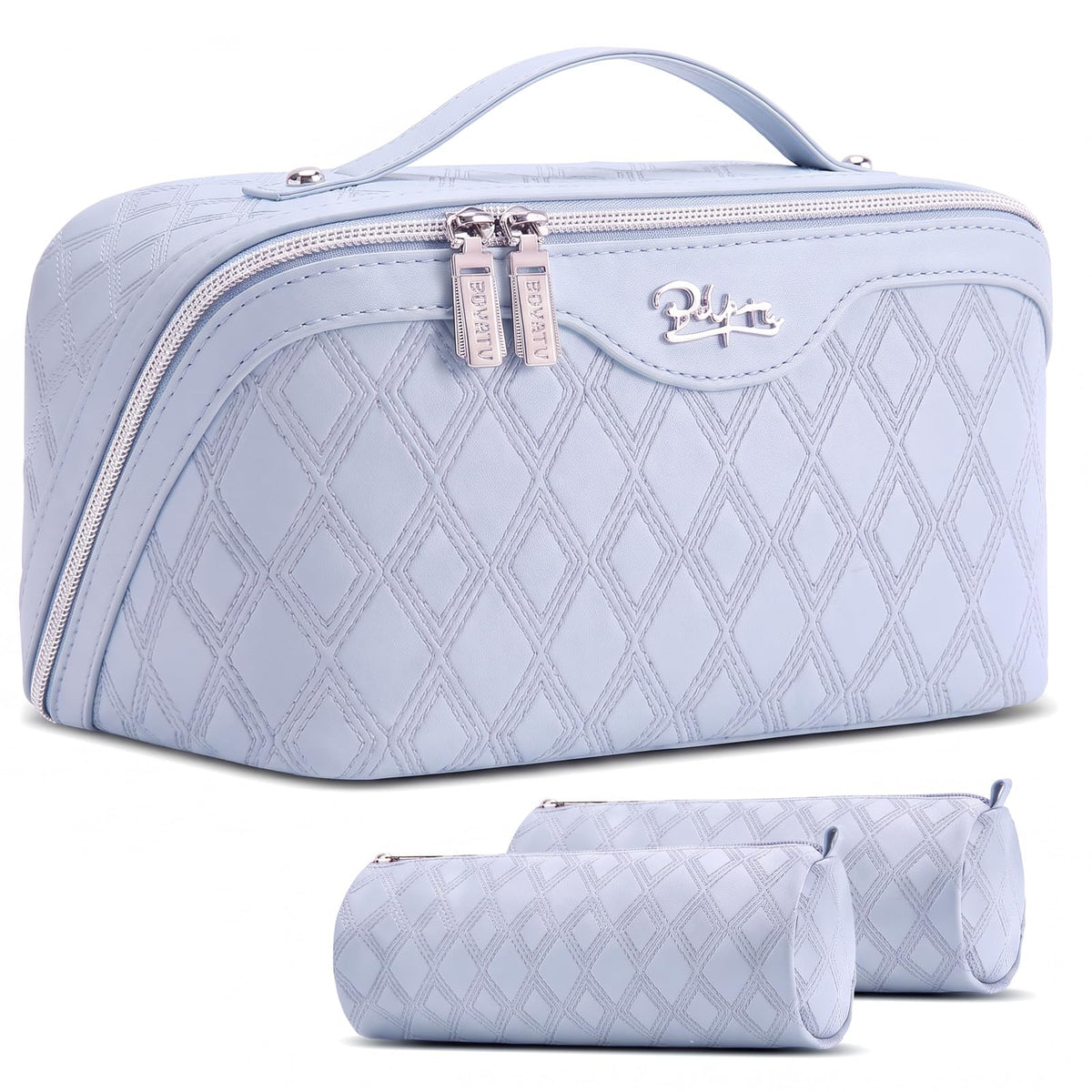 BOYATU Travel Makeup Bag Organizer: 3 Pcs Leopard Cometic Bag Set for Women