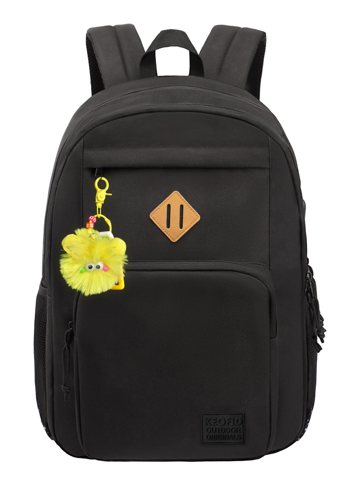 KEOFID Travel backpack for Men and Women, Anti Theft Laptop Backpack with USB Charging Port for Work, Large Bag for College, Carry-on Backpack with Luggage Strap, Water Resistent(Black)