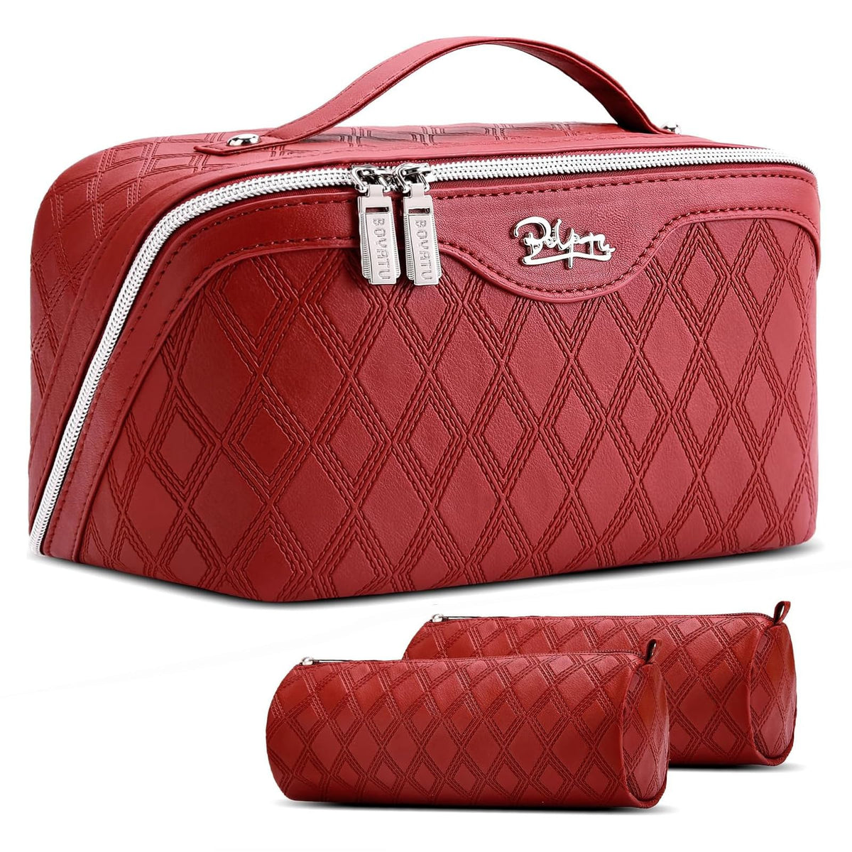 BOYATU Travel Makeup Bag Organizer: 3 Pcs Leopard Cometic Bag Set for Women
