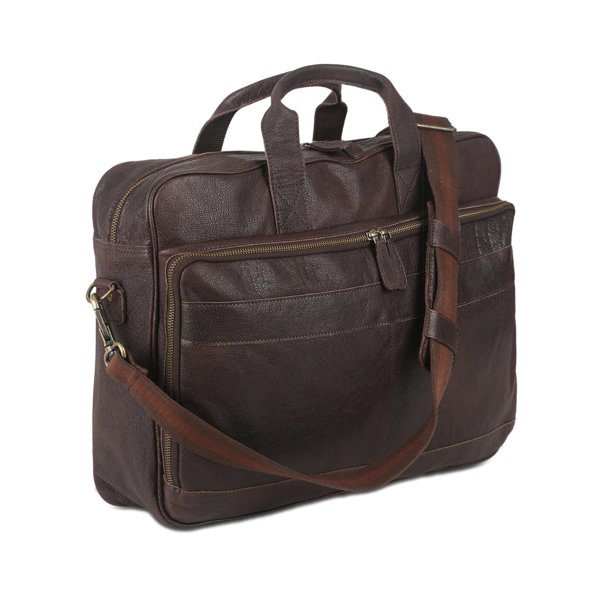 KomalC leather briefcase 16 inch laptop messenger bag satchel for men women