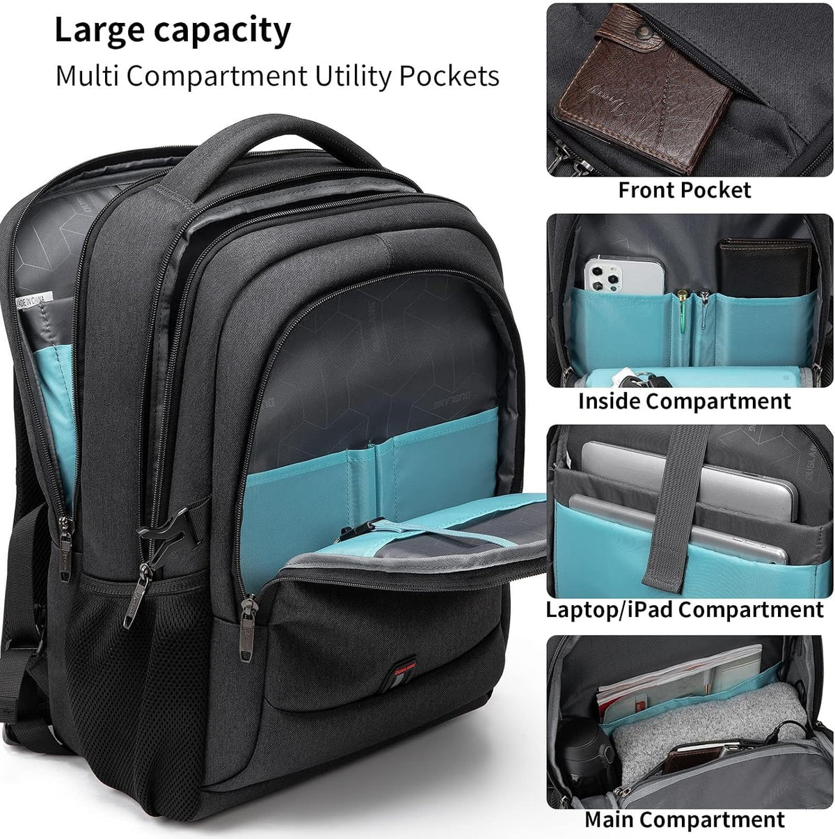 DUSLANG 17 inch Travel Laptop Backpack for Men/Women College Computer Bag