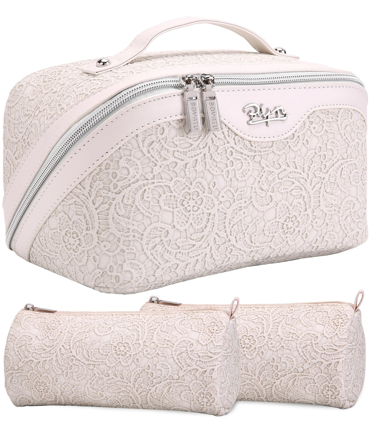 BOYATU Travel Makeup Bags Cosmetic Organizer Bag: Floral Make up Bag