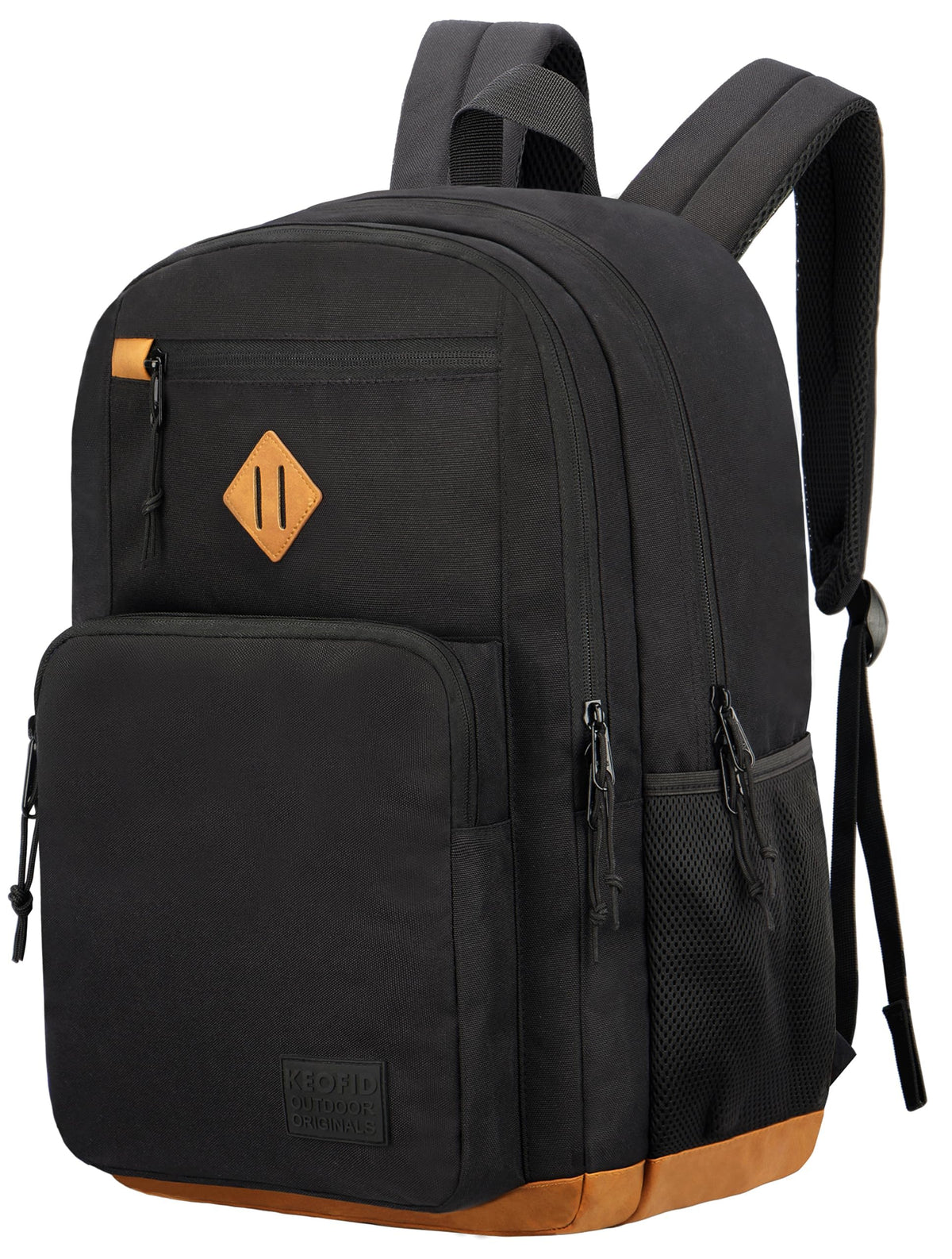 KEOFID Travel backpack for Men and Women, Anti Theft Laptop Backpack with USB Charging Port for Work, Large Bag for College, Carry-on Backpack with Luggage Strap, Water Resistent(Black)