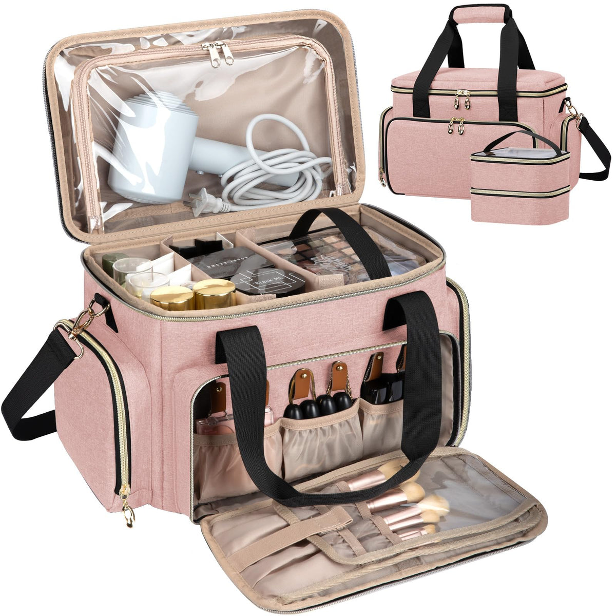 GDNasist Large Makeup Bag, Portable Travel Makeup Bag Organizer