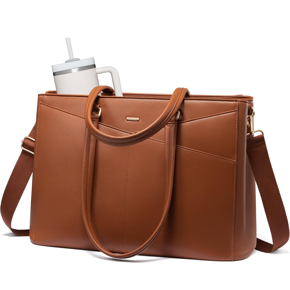 LOVEVOOK Laptop Tote Bag for Women 15.6 Inch Waterproof Leather Computer Bags Business Office Work Briefcase Black