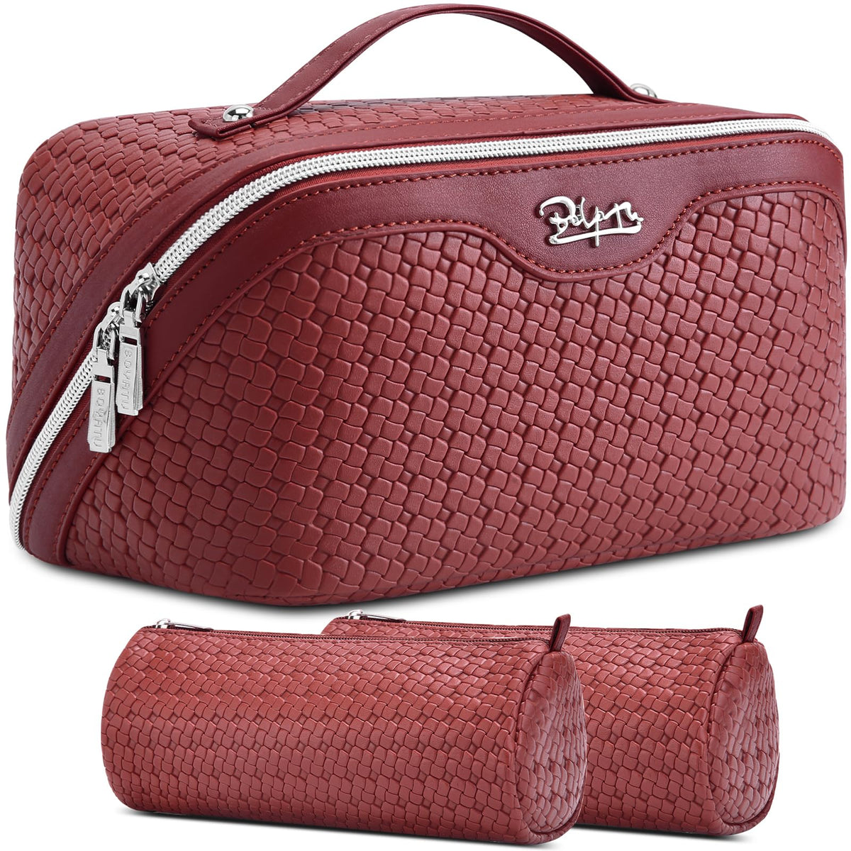 BOYATU Travel Makeup Bag Cosmetic Bags for Women: 3 Pcs Set Make up Bag