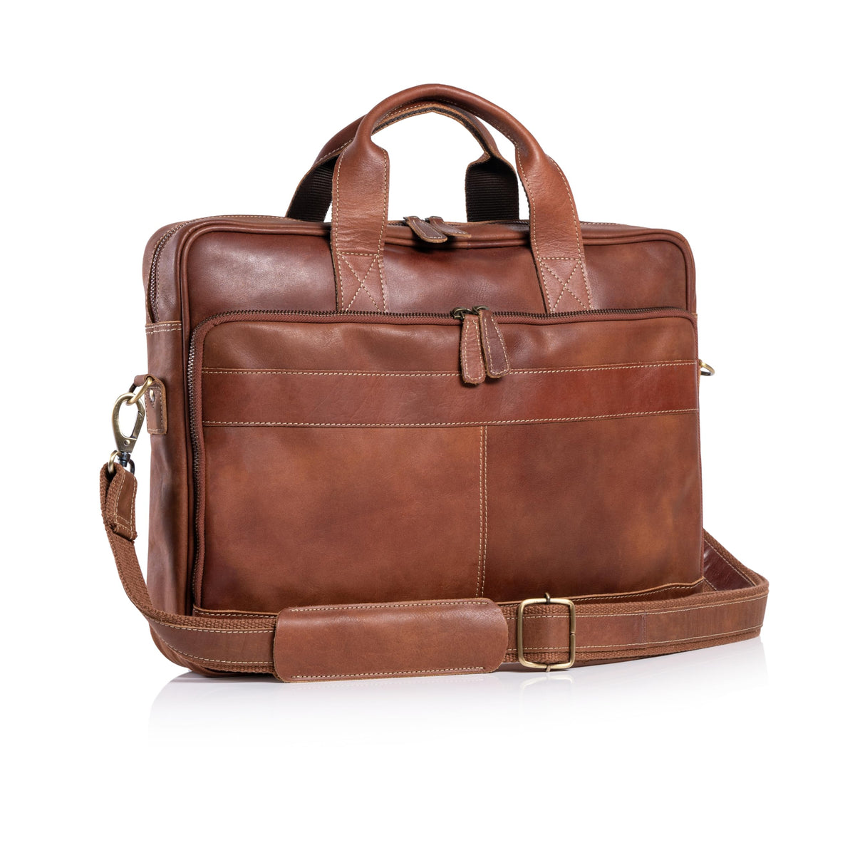 KomalC leather briefcase 16 inch laptop messenger bag satchel for men women