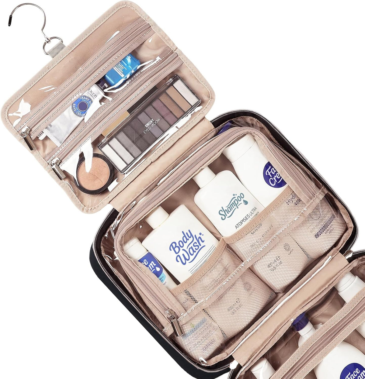 NISHEL Travel Toiletry Bag for women, Portable Hanging makeup Organizer
