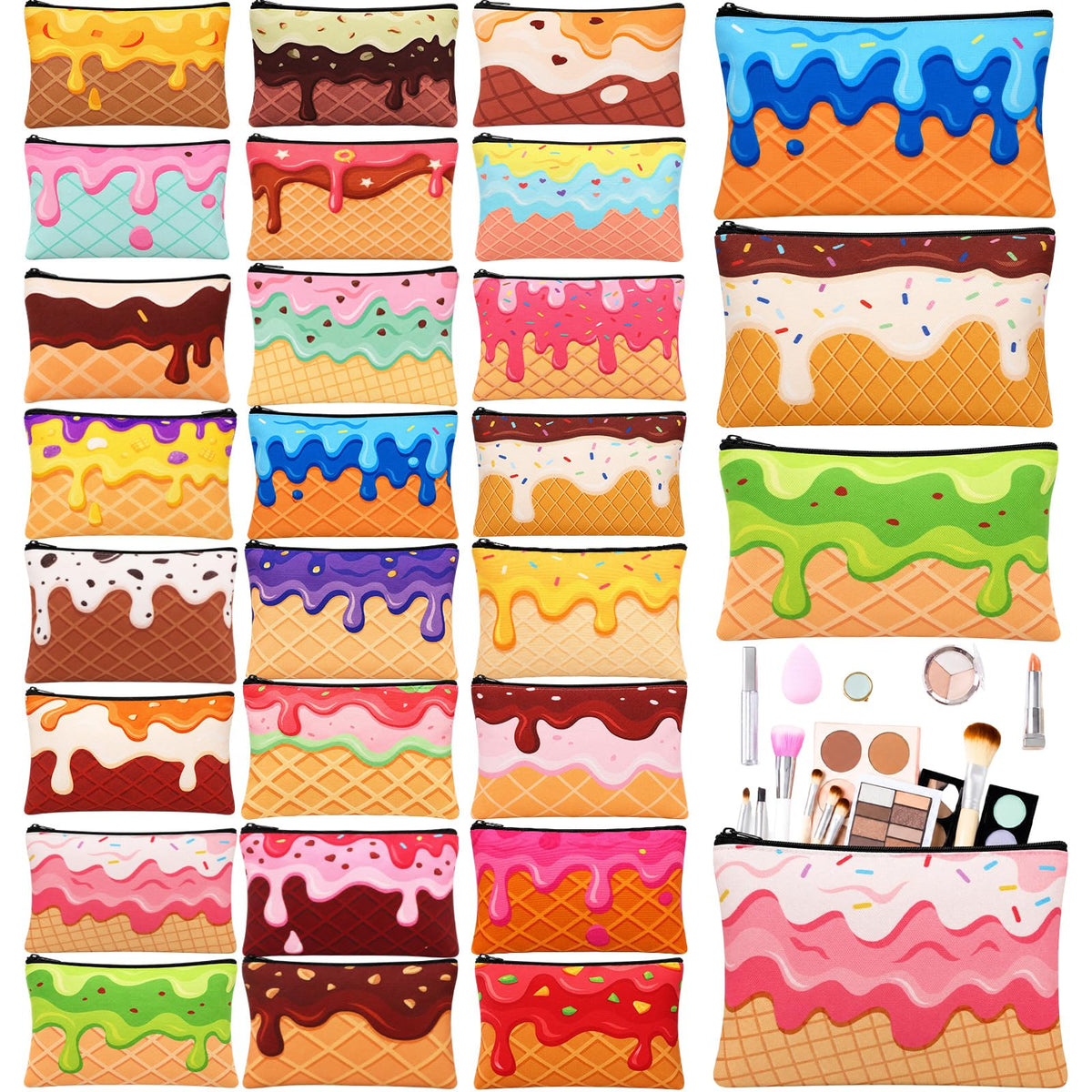 Meanplan 24 Pcs Marble Cosmetic Bags Marble Makeup Bags Toiletry Pouch with Zipper Travel Cosmetic Organizer for Women and Girls 24 Styles