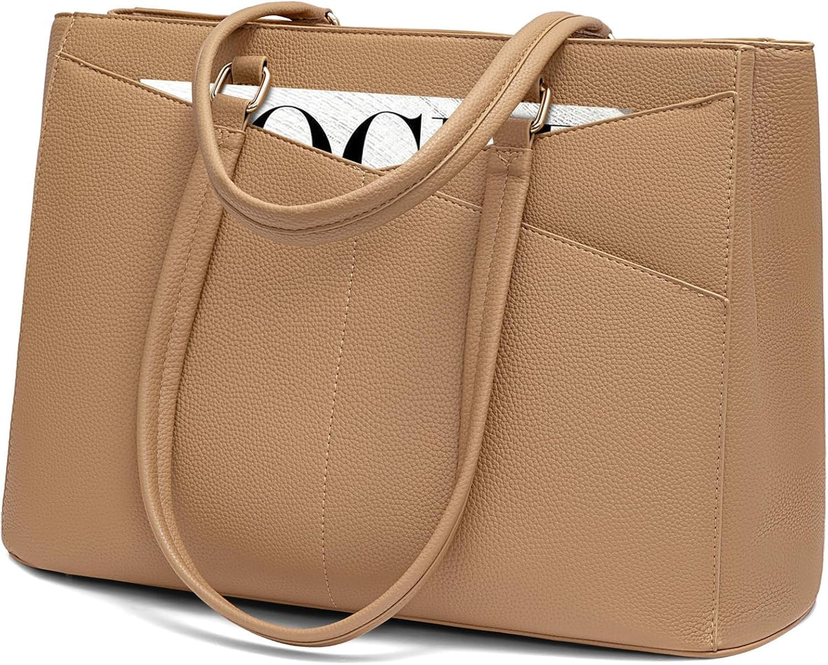 LOVEVOOK Laptop Tote Bag for Women 15.6 Inch Waterproof Leather Computer Bags Business Office Work Briefcase Black
