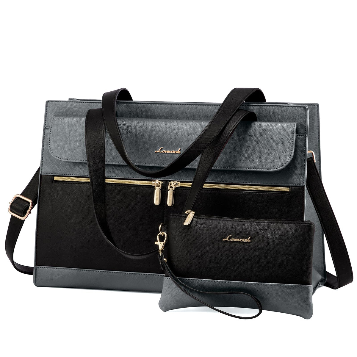 LOVEVOOK Laptop Bag for Women 15.6 Inch Tote Work Professional Leather Computer Briefcase Waterproof Handbag Shoulder Large Capacity Business Teacher Office Crossbody Purse