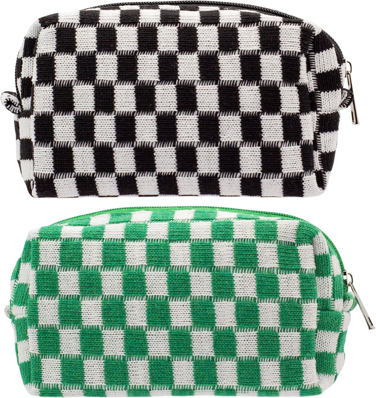 Checkered Makeup Bag for Purse, Small Travel Cosmetic Pouch,Blue,6 Pack