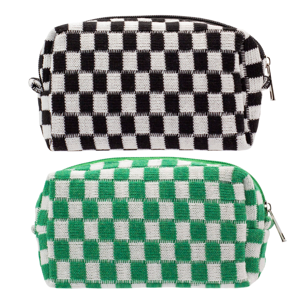 Checkered Makeup Bag for Purse, Small Travel Cosmetic Pouch,Blue,6 Pack