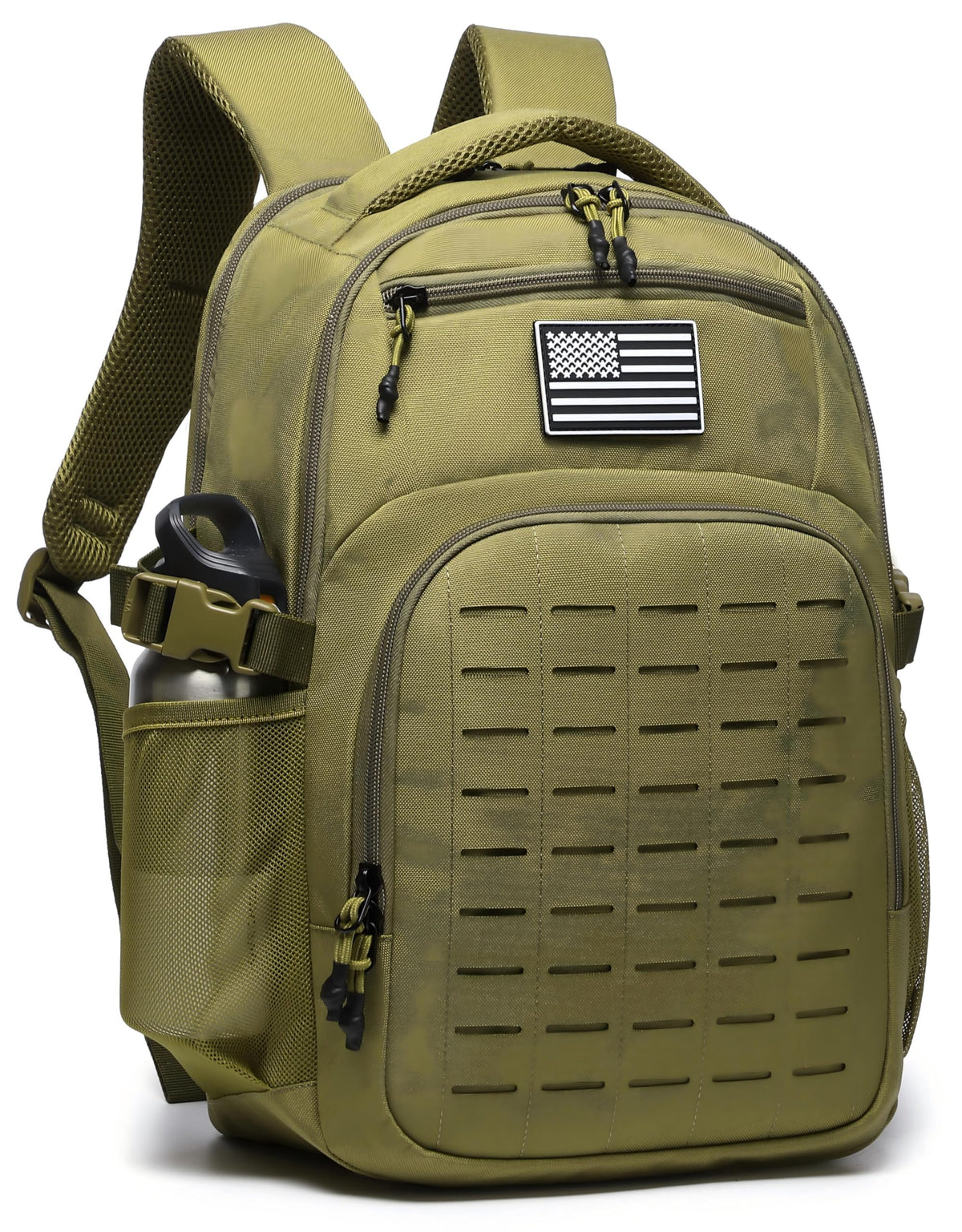 Wotony Military tactical backpack Laser-Cut MOLLE Webbing, backpack for men black small tactical assault bag (Black, 18.5 inch)