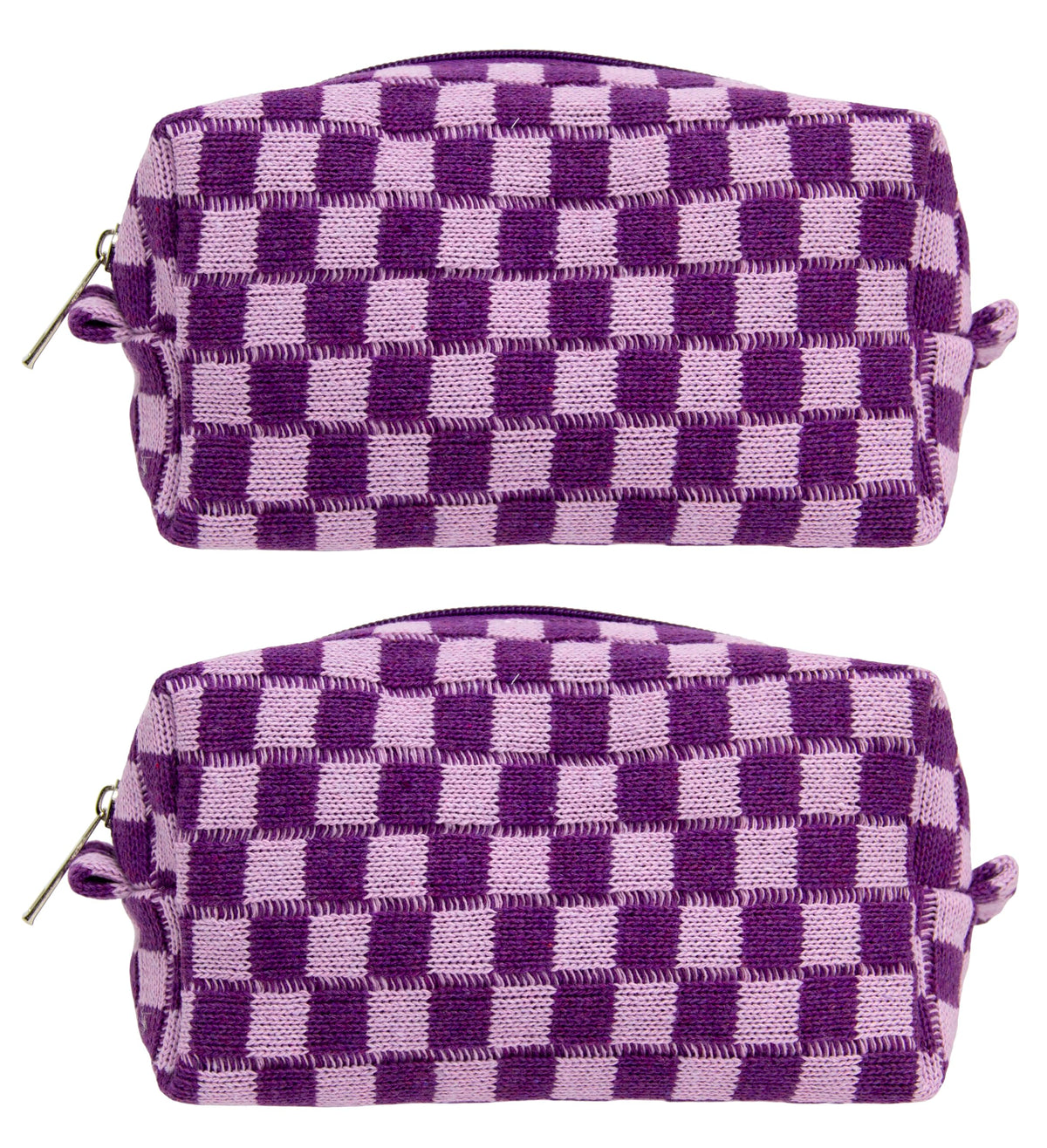 Checkered Makeup Bag for Purse, Small Travel Cosmetic Pouch,Blue,6 Pack