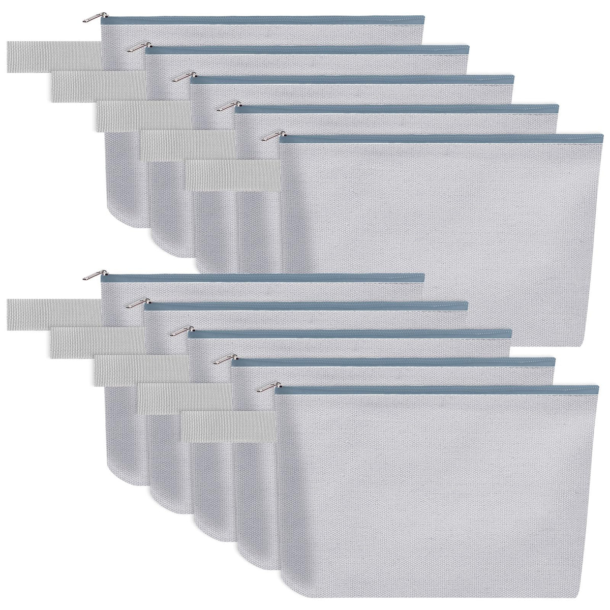 10 Pieces Cotton Canvas Makeup Bag with Bottom, Multi-Purpose Cosmetic Bag with Zipper Travel Toiletry Pouch, Blank DIY Craft Bag Pencil Bag (M, White), MN-WB07