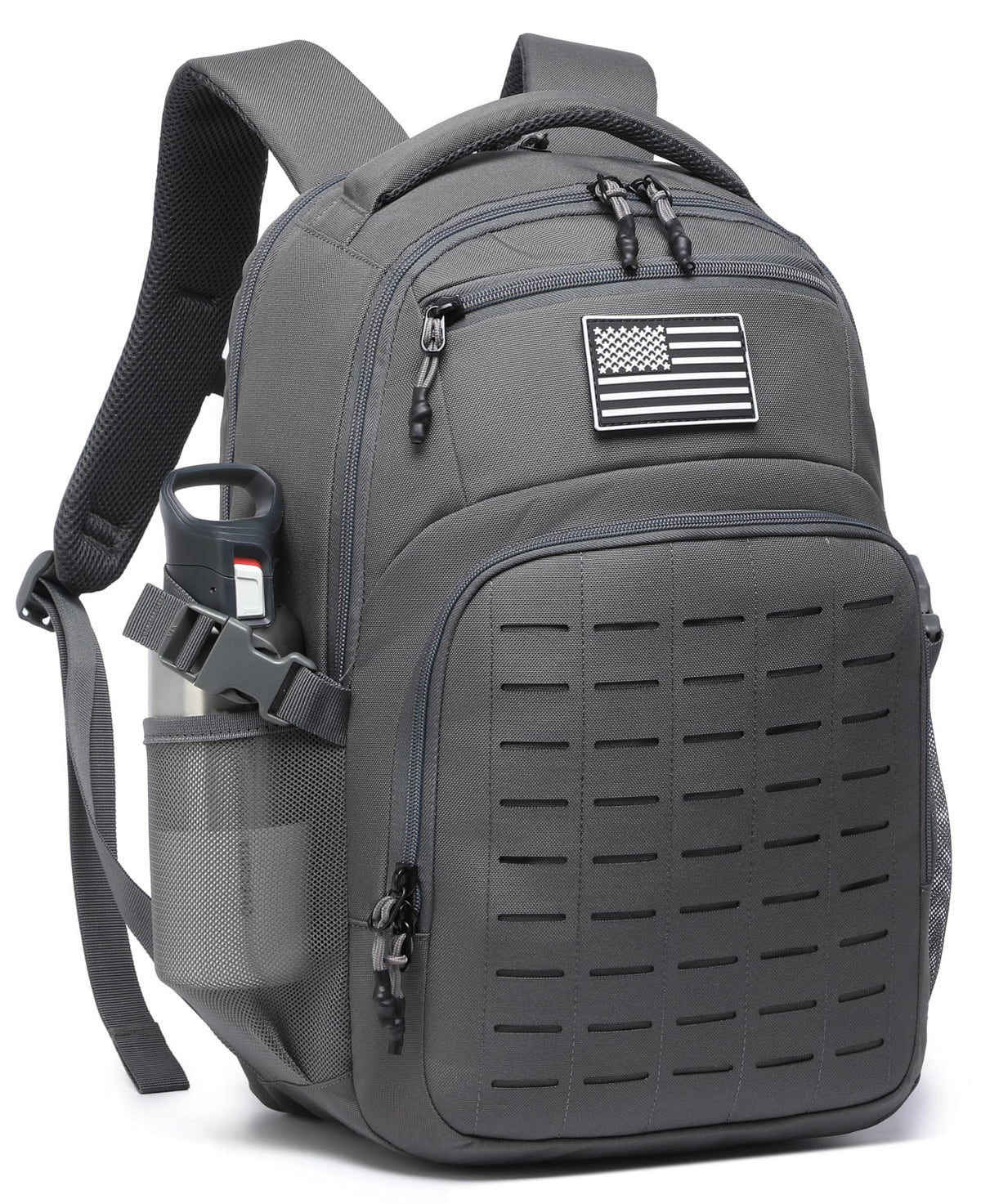 Wotony Military tactical backpack Laser-Cut MOLLE Webbing, backpack for men black small tactical assault bag (Black, 18.5 inch)